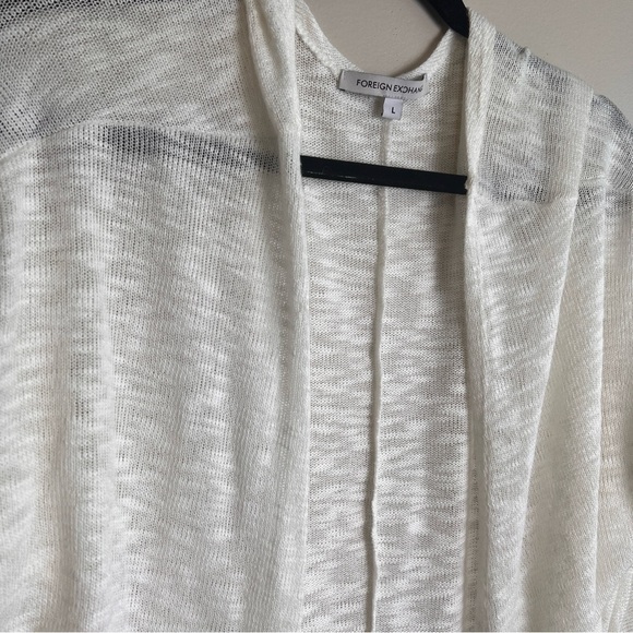 Foreign Exchange White Open Draped Cardigan Size Large EUC - Picture 2 of 6